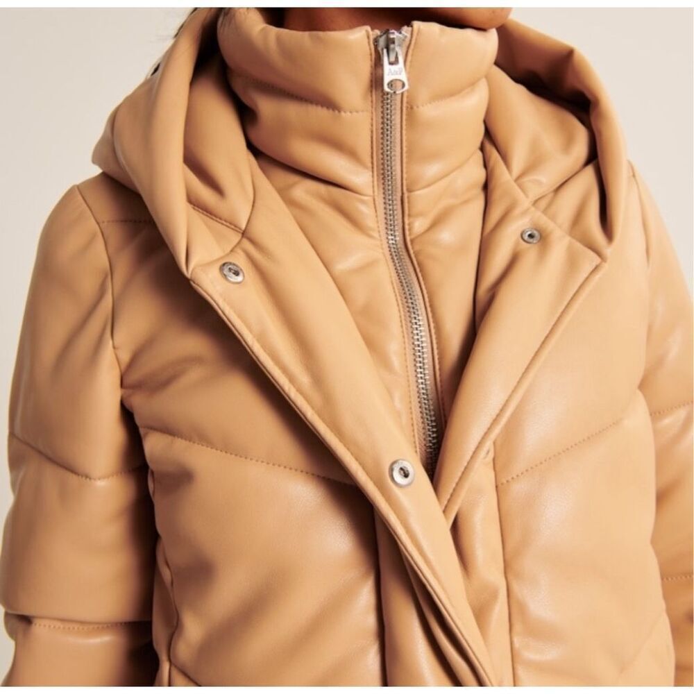 Abercrombie & Fitch Vegan Leather Puffer Coat Size S - Picture 3 of 10
